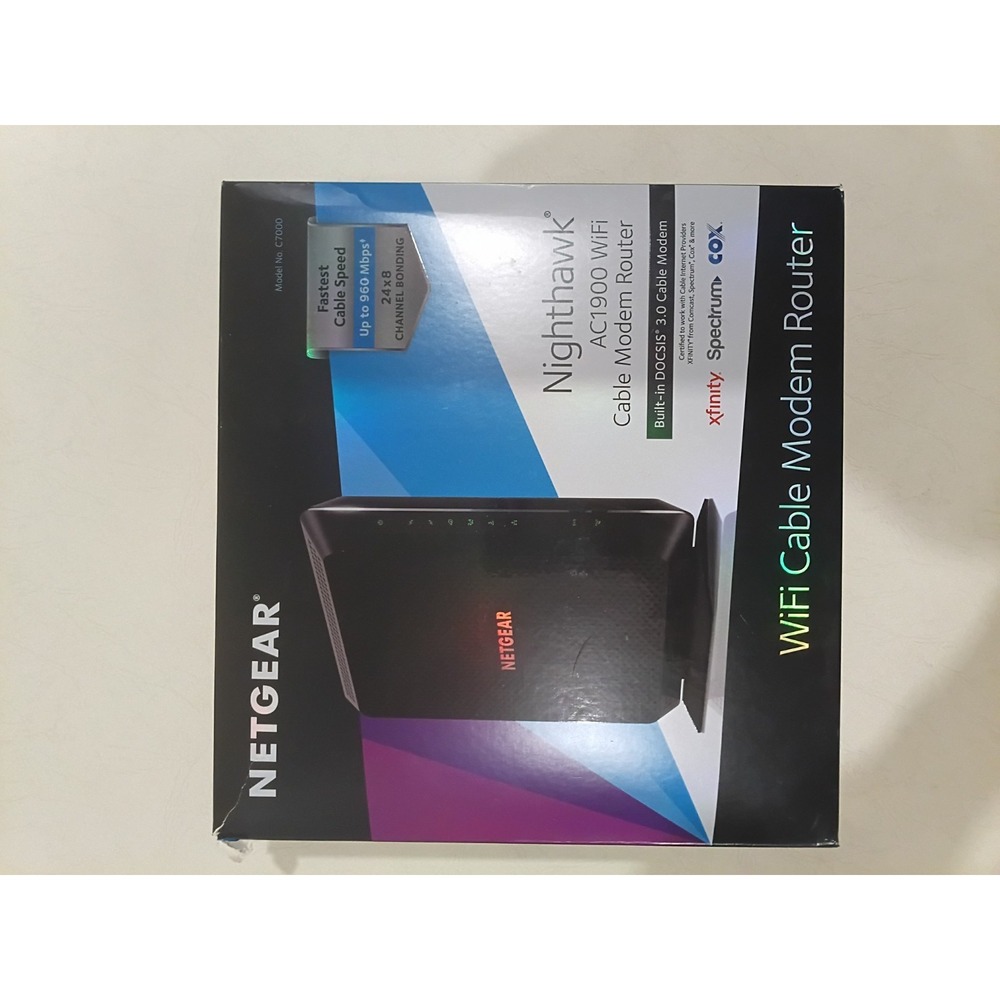 NETGEAR Nighthawk AC1900 WiFi Cable Modem Router C7000-100NAS Black - Picture 2 of 8